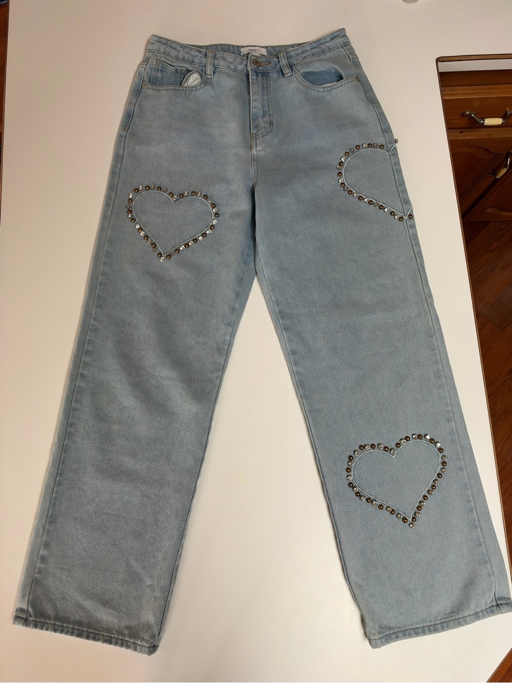 Women’s Forever 21 Light Blue Heart-Embellished Women’s Jeans